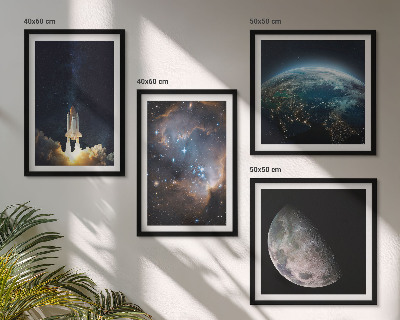 Dekorációs kép készlet nappaliba Űr Föld rakéta galaxis