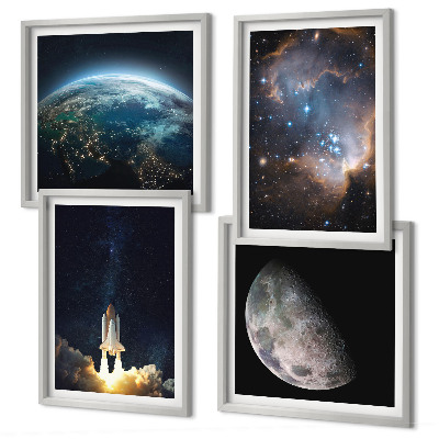 Dekorációs kép készlet nappaliba Űr Föld rakéta galaxis