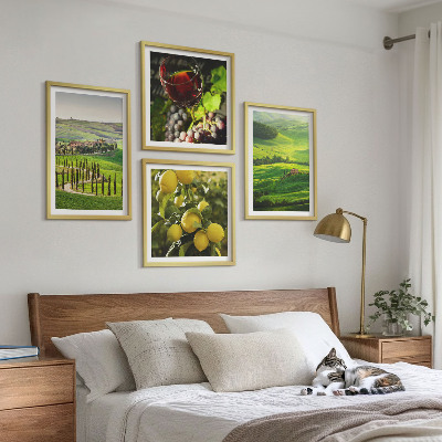 Keretezett poliptichon olasz tájak citrusos dombok