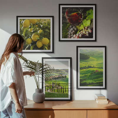 Keretezett poliptichon olasz tájak citrusos dombok