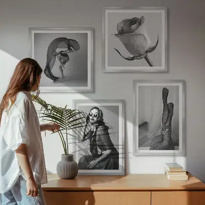 Keretezett poliptichon elegáns nők stílusos portréival