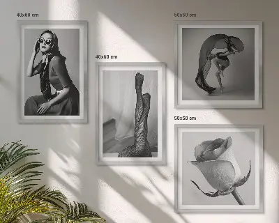 Keretezett poliptichon elegáns nők stílusos portréival