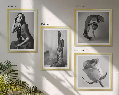 Keretezett poliptichon elegáns nők stílusos portréival