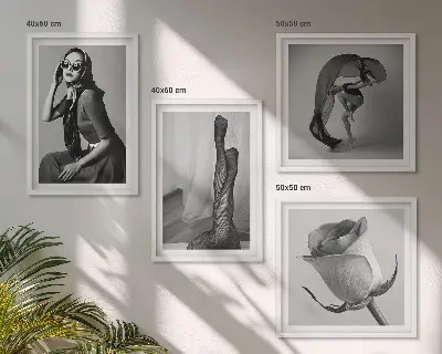 Keretezett poliptichon elegáns nők stílusos portréival