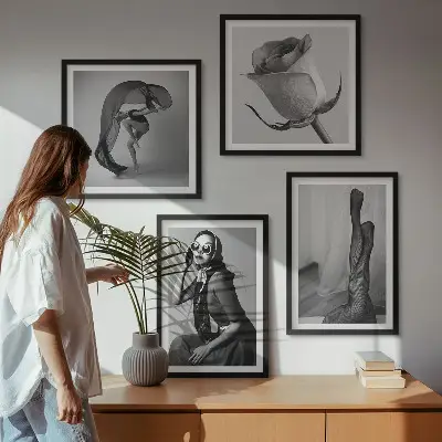 Keretezett poliptichon elegáns nők stílusos portréival