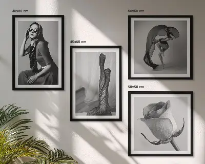 Keretezett poliptichon elegáns nők stílusos portréival