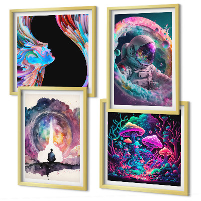 Dekorációs kép készlet nappaliba Színes fantasy művészeti illusztrációk