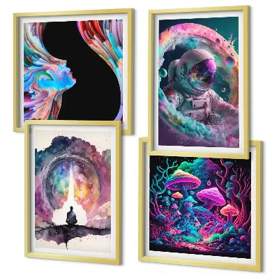 Dekorációs képkészlet nappaliba színes fantasy művészeti illusztrációkkal