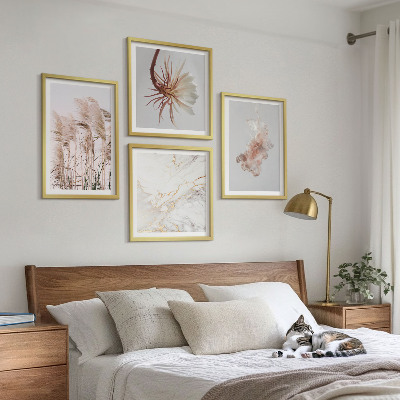 Dekorációs kép készlet nappaliba Elegáns fűvirágok márványból