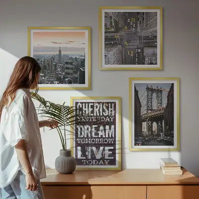 Keretezett poliptichon New York-i tájképek idézettel
