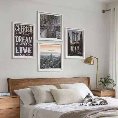 Keretezett poliptichon New York-i tájképek idézettel