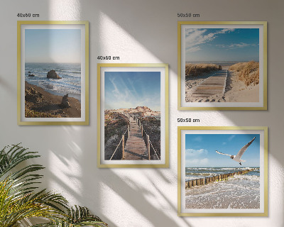 Keretezett poliptichon strand hullámok ég móló séta