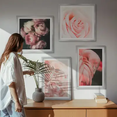 Dekorációs kép készlet nappaliba pasztell rózsaszín flamingók mintával