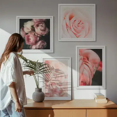 Dekorációs kép készlet nappaliba pasztell rózsaszín flamingók mintával