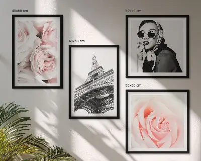 Eiffel női portréja rózsákkal keretezett poliptichon