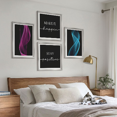Keretezett poliptichon Neon vonalak hullámok a háttérben