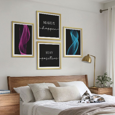 Keretezett poliptichon Neon vonalak hullámok a háttérben