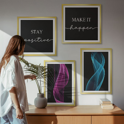 Keretezett poliptichon Neon vonalak hullámok a háttérben