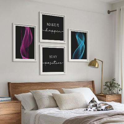 Keretezett poliptichon Neon vonalak hullámok a háttérben