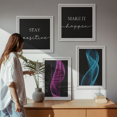 Keretezett poliptichon Neon vonalak hullámok a háttérben