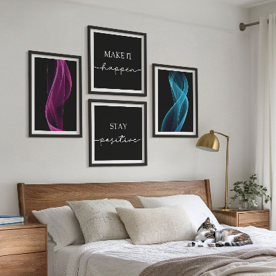 Keretezett poliptichon Neon vonalak hullámok a háttérben