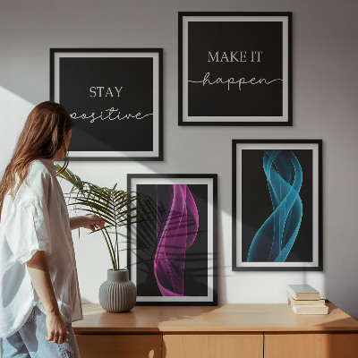 Keretezett poliptichon Neon vonalak hullámok a háttérben