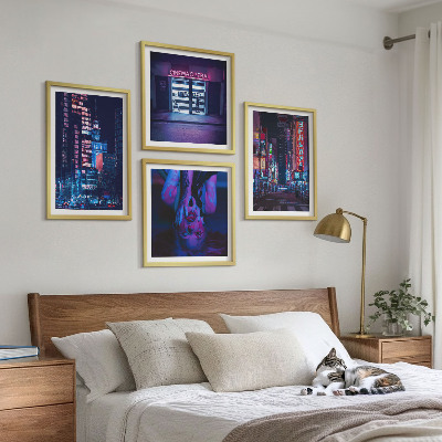 Dekorációs kép készlet nappaliba Éjszakai város neonfényekkel