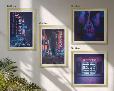 Dekorációs kép készlet nappaliba éjszakai város neonfényekkel mintával