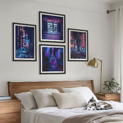 Dekorációs kép készlet nappaliba Éjszakai város neonfényekkel