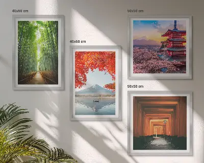 Fuji torii bambuszerdő Japánban keretezett poliptichon