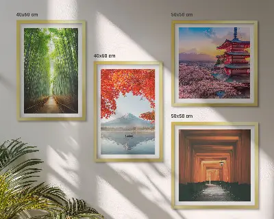 Fuji torii bambuszerdő Japánban keretezett poliptichon