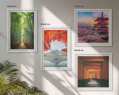 Fuji torii bambuszerdő Japánban keretezett poliptichon