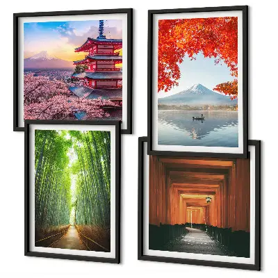 Fuji torii bambuszerdő Japánban keretezett poliptichon