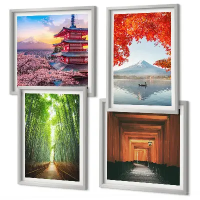 Fuji torii bambuszerdő Japánban keretezett poliptichon
