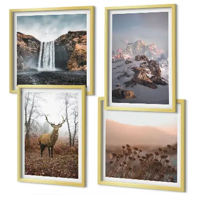 Vad tájak hegyek és szarvasok keretezett poliptichon