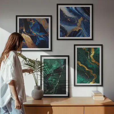 Dekorációs képkészlet nappaliba elegáns minták a köveken motívummal