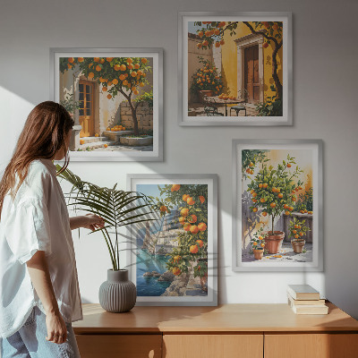 Dekorációs kép készlet nappaliba Festett citrusos tájképek