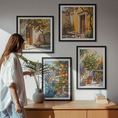 Dekorációs kép készlet nappaliba Festett citrusos tájképek