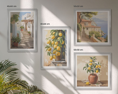 Dekorációs kép készlet nappaliba Lemon Streets, tengerre néző kilátás