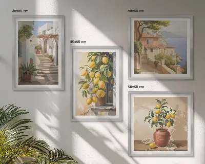 Dekorációs képkészlet nappaliba Lemon Streets tengerre néző kilátással