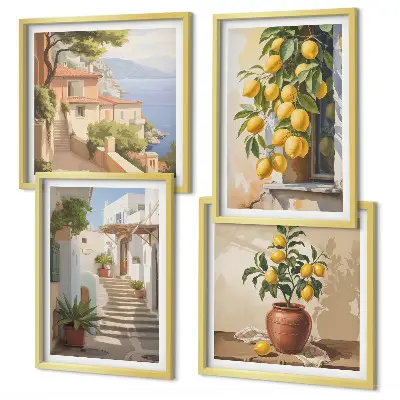Dekorációs képkészlet nappaliba Lemon Streets tengerre néző kilátással