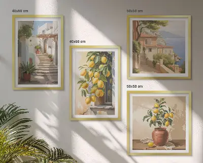Dekorációs képkészlet nappaliba Lemon Streets tengerre néző kilátással