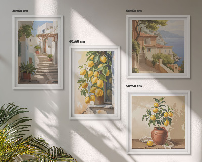 Dekorációs kép készlet nappaliba Lemon Streets, tengerre néző kilátás