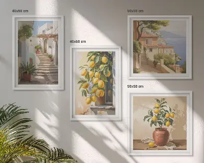 Dekorációs képkészlet nappaliba Lemon Streets tengerre néző kilátással