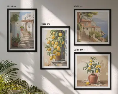Dekorációs képkészlet nappaliba Lemon Streets tengerre néző kilátással