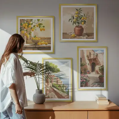 Dekorációs kép készlet nappaliba citrusfélék a konyhában mintával