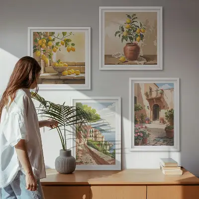 Dekorációs kép készlet nappaliba citrusfélék a konyhában mintával