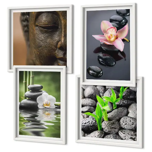 Békés zen virág Buddha kompozíció dekorációs képkészlet nappaliba