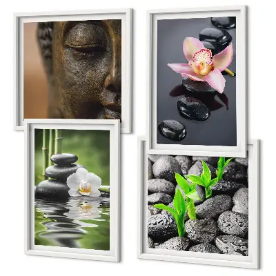 Békés zen virág Buddha kompozíció dekorációs képkészlet nappaliba