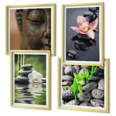 Békés zen virág Buddha kompozíció dekorációs képkészlet nappaliba
